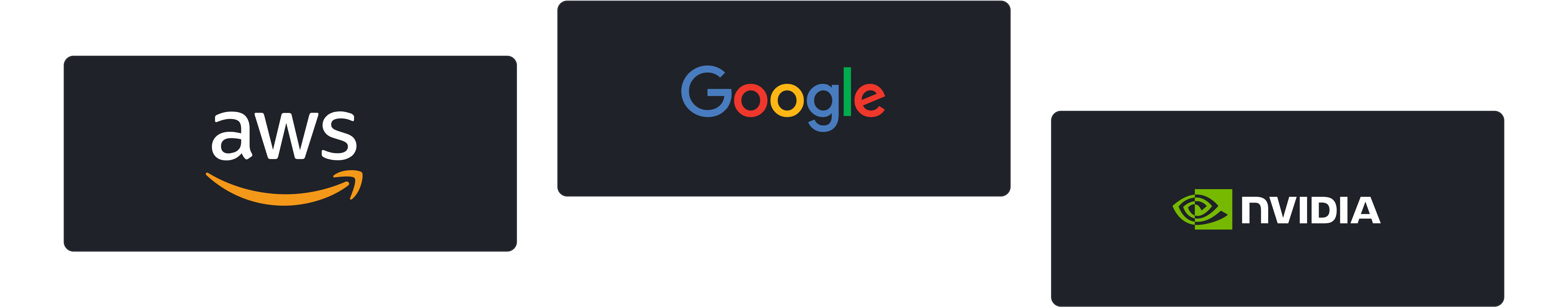 Devstark's entrusted partners, Google, AWS, Invidia.